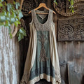 Viking Celtic Knot Patchwork Art Linen Tank Dress elevenforest