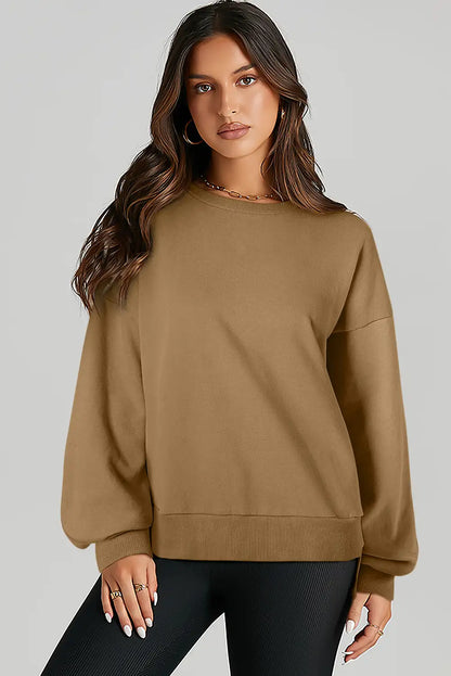 Stylish Brown High Low Hem Sweatshirt
