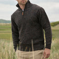 Men'S Vintage Knit Zip Neck Turtleneck Sweater elevenforest
