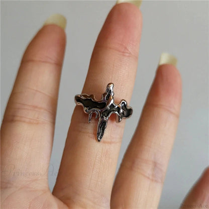 Dark Thorny Rose Pair Ring