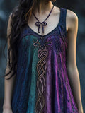 Vintage Celtic Mythology Gradient Lace Linen Tank Dress elevenforest