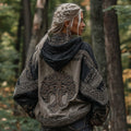 Women's Viking Tree Of Life Cozy Color Block Bohemian Hoodie elevenforest
