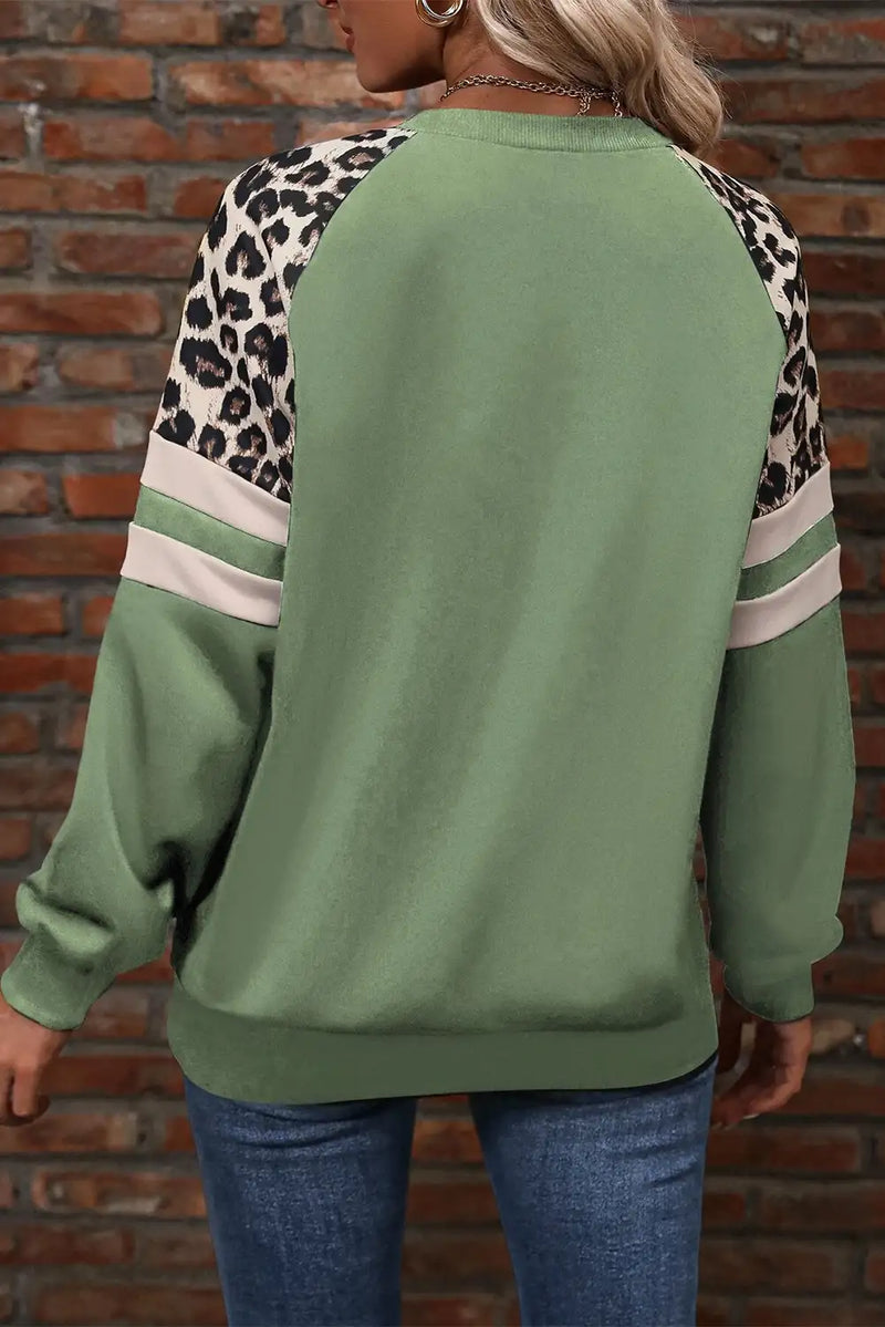 Leopard Print Colorblock Sweatshirt
