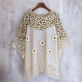 Women's Gold-stamped Floral Linen T-shirt elevenforest
