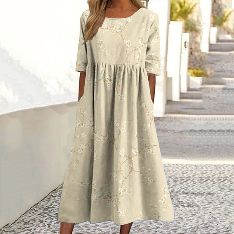 Women's Vintage Birds On Trees Comfortable Dress elevenforest