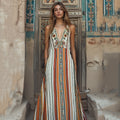 Women's Fashion Ethnic Floral Art Pattern Sleeveless Dress elevenforest