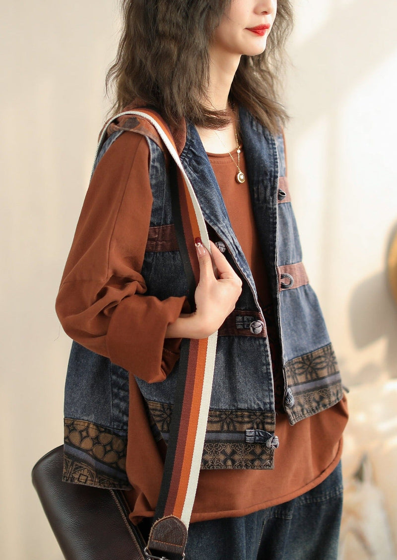 Spring Minimalist Cotton Denim Waistcoat