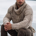Men's Vintage Jacquard Chunky Knit Warm Turtleneck Sweater elevenforest