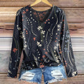 Women's Floral Art Print Casual V-neck Long Sleeve T-shirt
