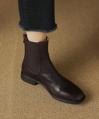 New Chunky Boots Black Cowhide Leather Ap1023