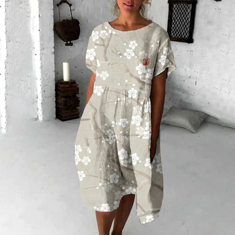 Cherry Blossom Japanese Flowy Midi Dress elevenforest