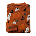 Women's Halloween Spooky Pumpkin Print Sweater artswardrobe