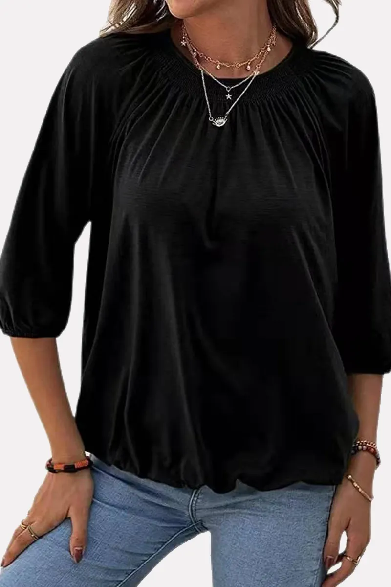 Split Joint Fold O Neck T-shirts