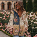 Women's Vintage Floral Patchwork Cozy Warm Hooded Jacket elevenforest