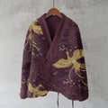 Japanese Style Gold Stamped Phoenix Art Pattern Plush Kimono Cardigan elevenforest
