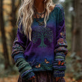 Women's Vintage Life Of Tree Knit Crew Neck Sweater elevenforest
