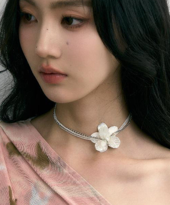 White Copper Overgild Shell Pearl Choker