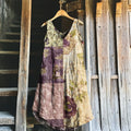 Vintage Purple Floral Patchwork Art Linen Tank Dress elevenforest