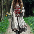 Women's Vintage Viking Dragon Rune Cotton And Linen Dress elevenforest