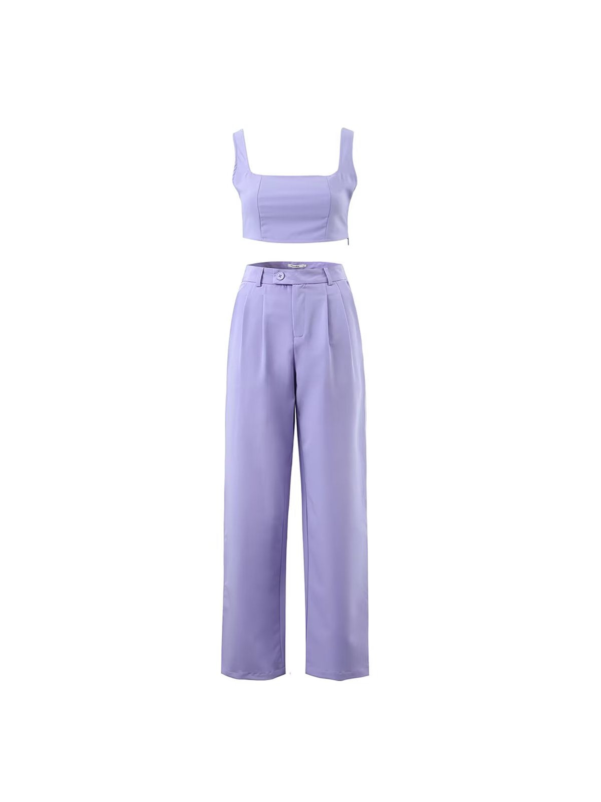 Tank Top & High Waist Buckle Pants Set