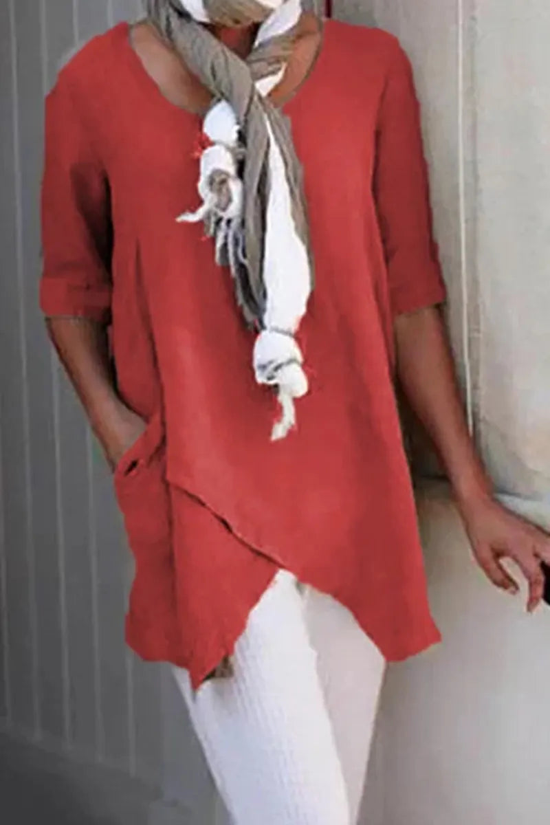 Patchwork O Neck T-shirts(6 Colors)