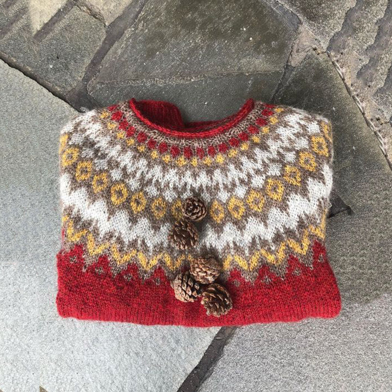 Vintage Geometry Icelandic Pattern Color Block Comfy Sweater elevenforest