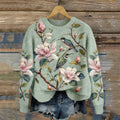 Humming Birds & Flowers Cozy Knit Sweater elevenforest