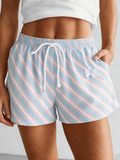 Comstylish Transgender Inspired Blue And Pink Striped Casual Shorts