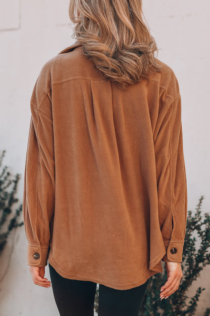 Pocket Turndown Collar Tops(9 Colors)