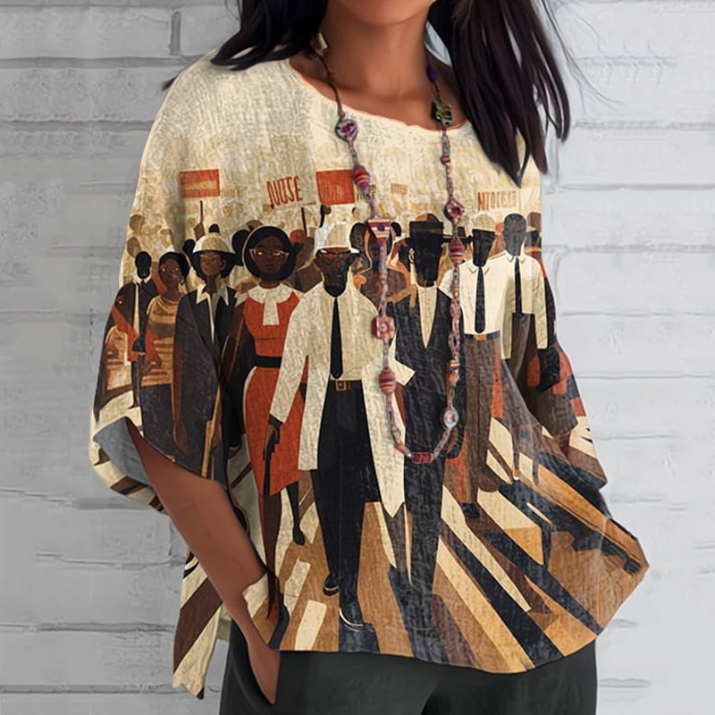 Comstylish Women's I Dreamed A Dream Black History Print Crew Neck Loose T-shirt