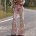 Women's Vintage Rose Floral Embroidery Art Loose Jeans elevenforest