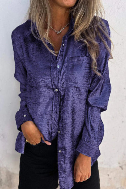 Sequined Turndown Collar Tops