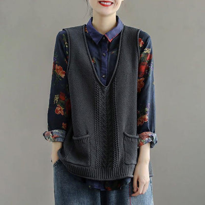 New Pocket Knitted Hollow Vest