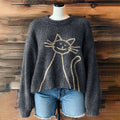 Abstract Cat Art Jacquard Art Cozy Sweater elevenforest