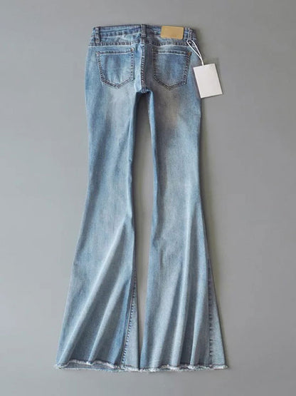 Jeans for Bell Bottoms Zipper Fly Button Fly Blue Denim Pants