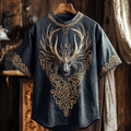 Men's Viking Celtic Dragon Art Cozy Linen T-shirt elevenforest