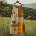 Women's Vintage Sheep Patchwork Print Linen Sleeveless Dress elevenforest