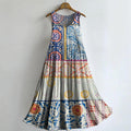 Women's Ethnic Floral Tattoo Pattern Art Print Round Neck Sleeveless C
