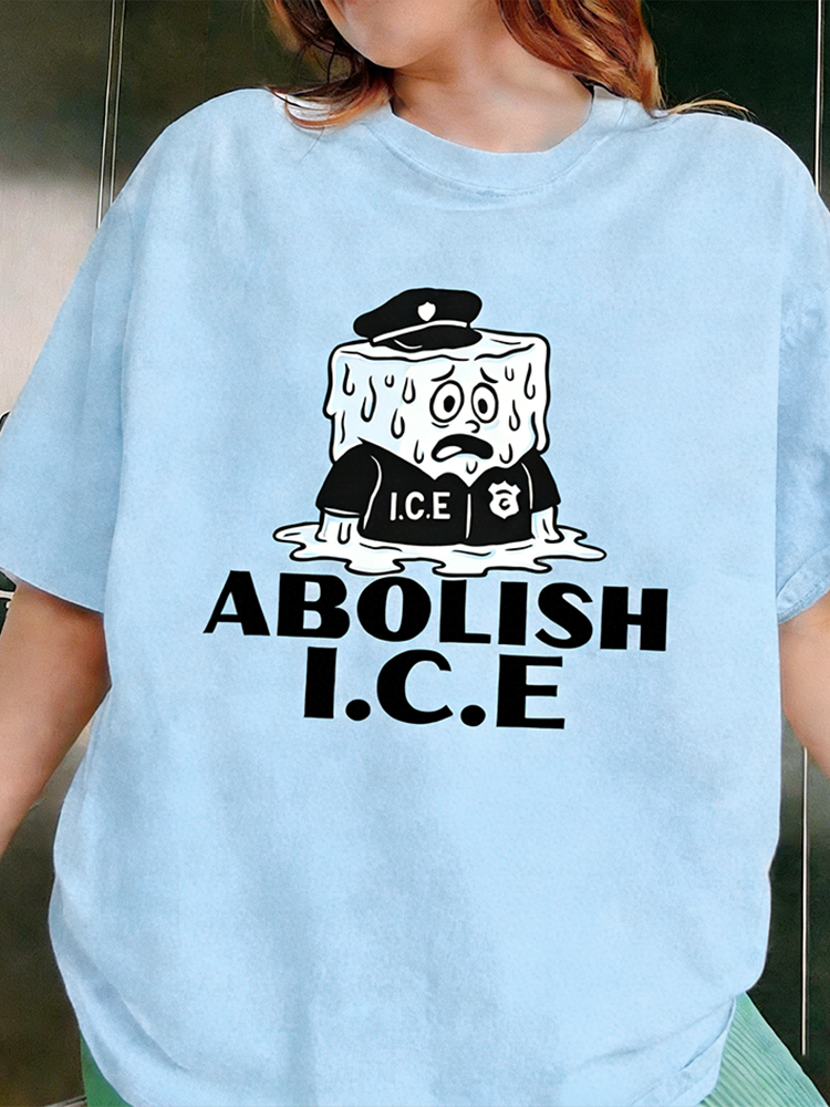 Comstylish Abolisn Ice Slogan Printed Round-neck Short-sleeve T-shirt