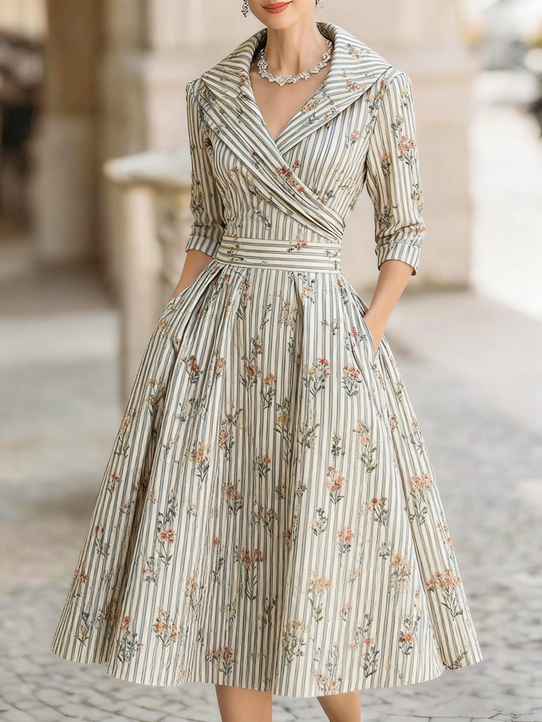 Women's romantic floral jacquard long dress