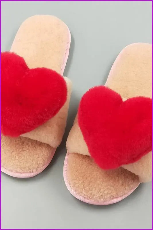 8 Colors Sweet Heart Lamb + Rabbit Fur Winter Slides/slippers Df044