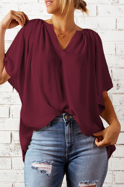 Split Joint V Neck T-shirts(6 Colors）