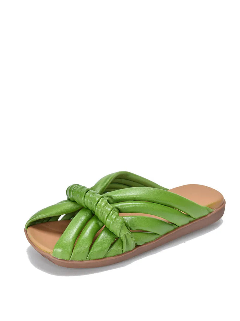 Summer Leahter Weave Flat Slippers Ui1022