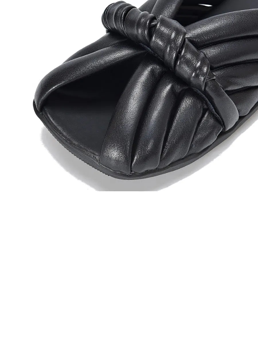 Summer Leahter Weave Flat Slippers Bn1013