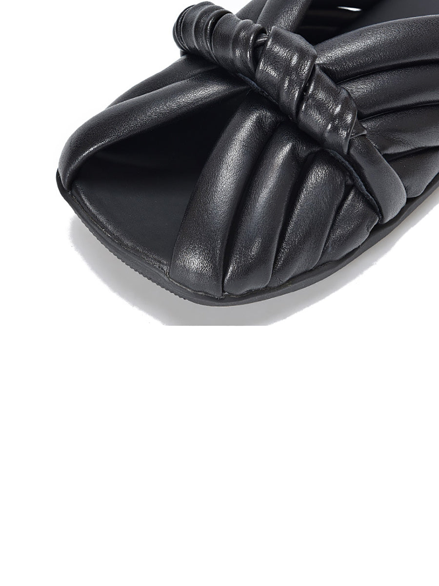 Summer Leahter Weave Flat Slippers Bn1013