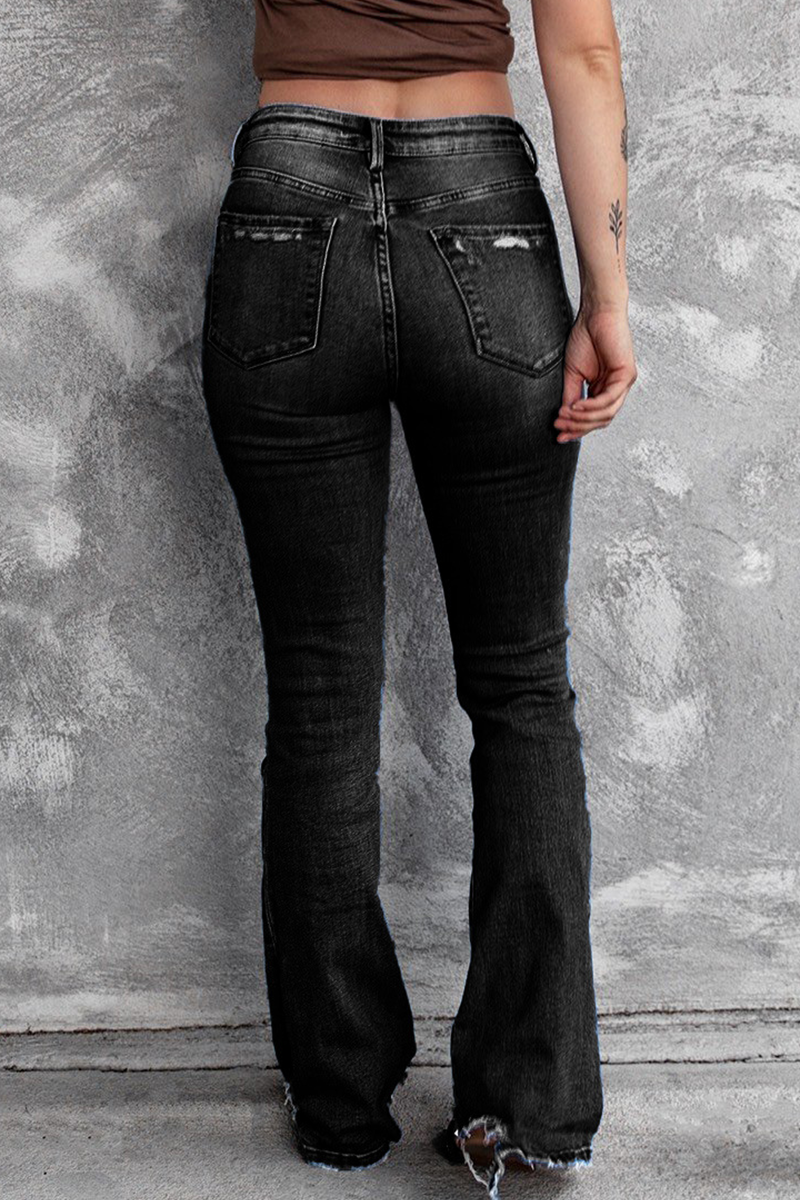 Ripped High Waist Regular Denim Jeans