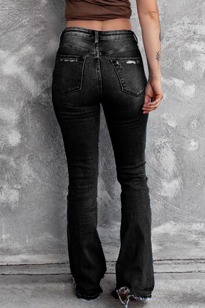 Ripped High Waist Regular Denim Jeans