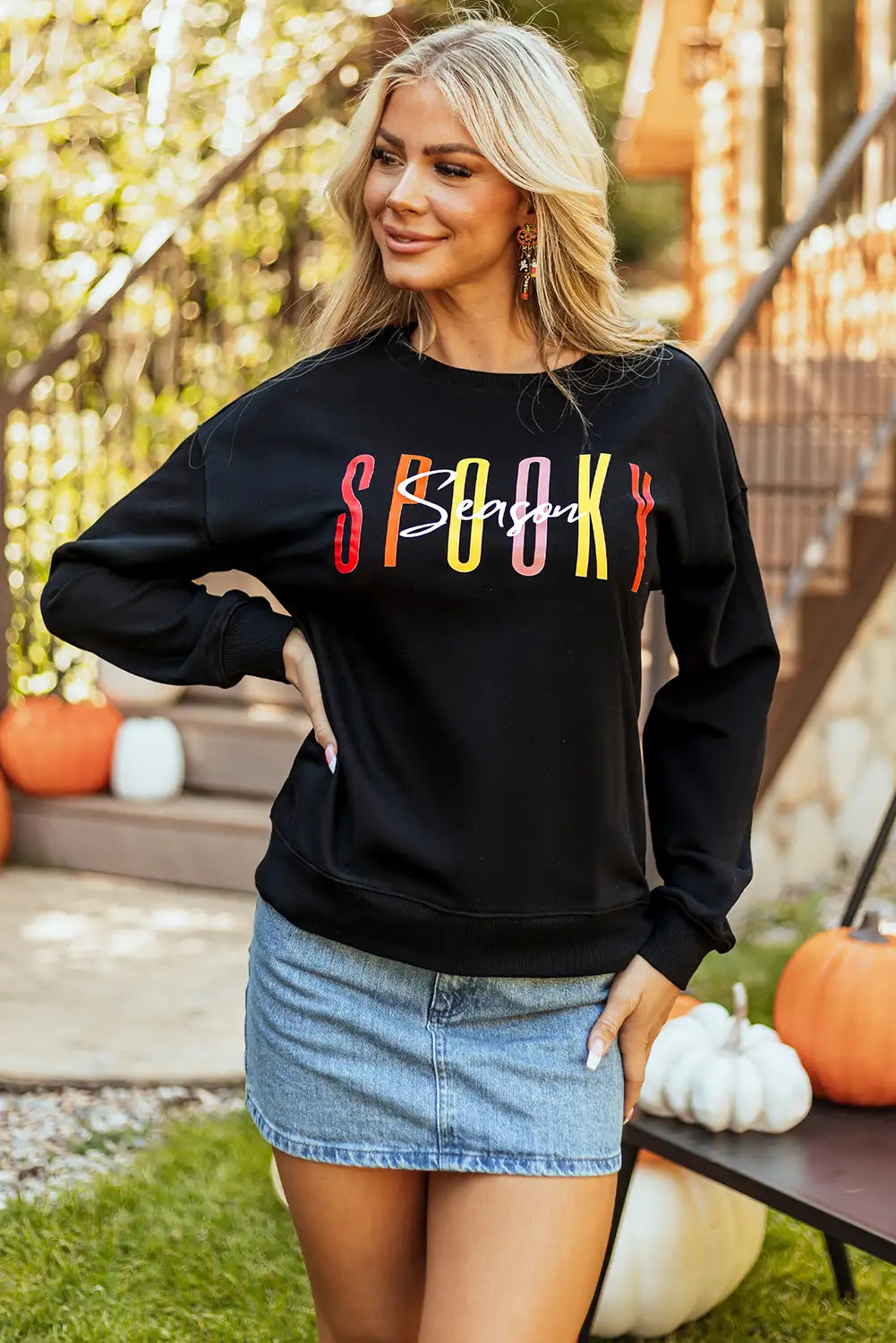 Spooky Season Black Halloween Graphic Sweatshirt