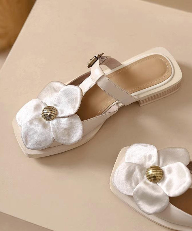 Classy Beige Splicing Hollow Out Slide Sandals Aa043