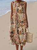 Wildflower Meadow Floral Embroidery Art Linen Tank Dress elevenforest